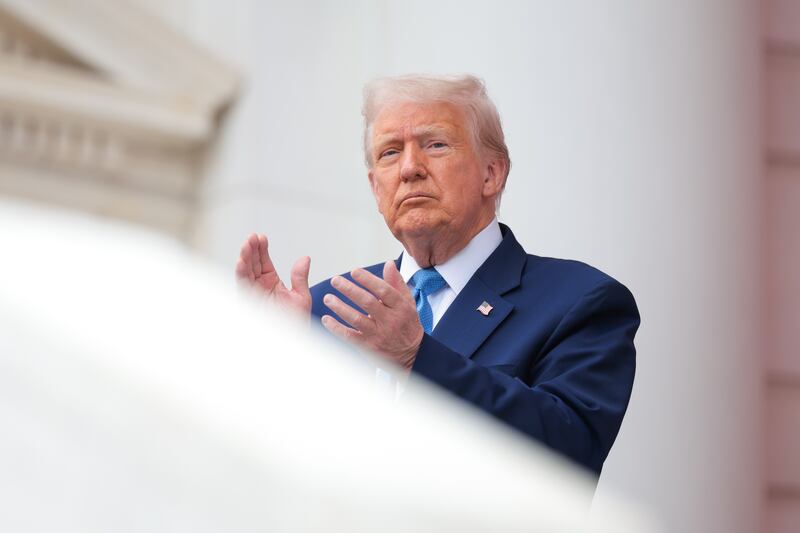 President Donald Trump speaks on Memorial Day.