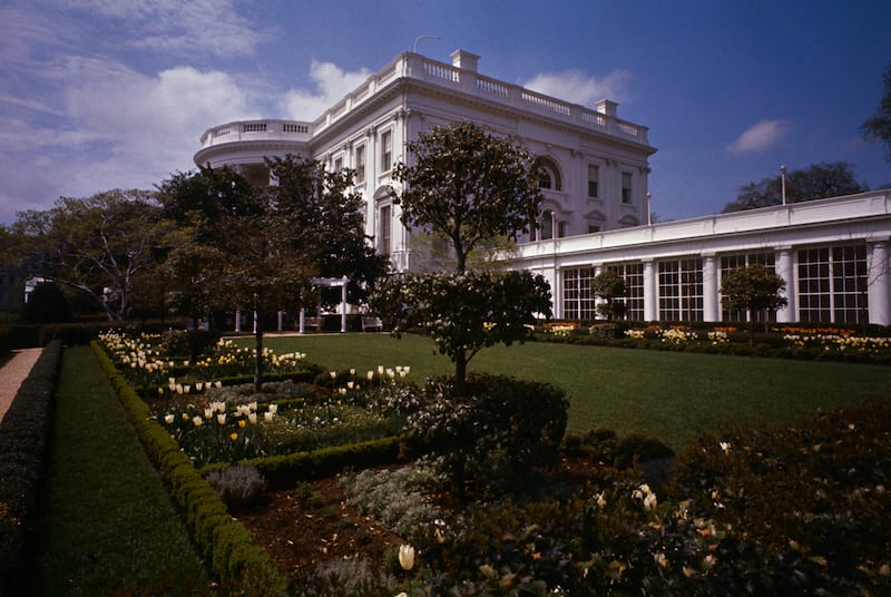 Lady Bird Johnson dedicated the Jacqueline Kennedy Garden at the White House.