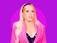 A photo illustration of Shannon Beador on a purple background.
