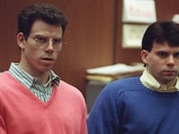 Brothers Erik and Lyle Menendez listen during a pre-trial hearing on December 29, 1992, in Los Angeles