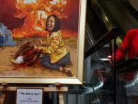 A view of a painting portraying U.S. Vice President Kamala Harris during the Moms for Liberty National Summit