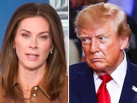 Erin Burnett and Donald Trump.