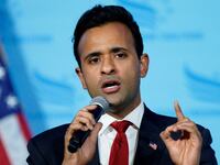 U.S. presidential candidate Vivek Ramaswamy speaks at the Iowa Faith & Freedom Coalition Spring Kick-off in West Des Moines, Iowa.