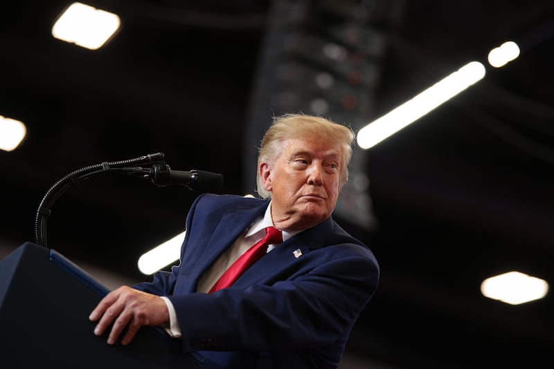 LUBBOCK, TEXAS - OCTOBER 27: U.S. President Donald Trump delivers remarks during a campaign rally at Lubbock Memorial Civic Center on October 27, 2026 in Lubbock, Texas. With one week until the midterm elections, President Trump is pushing to boost support for incumbent Texas Gov. Greg Abbott and Republican U.S. Senate candidate, Texas Attorney General Ken Paxton. (Photo by Chip Somodevilla/Getty Images)