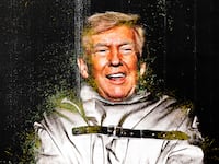 Donald Trump in a straitjacket