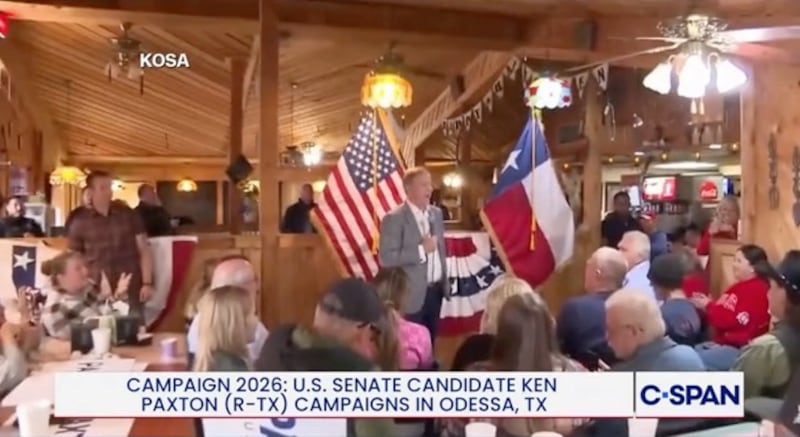 Paxton listed off some of his credentials as attorney general, but drew minimal applause.