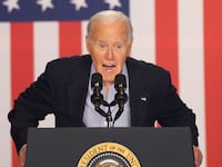 President Joe Biden speaks at a rally in Madison, Wisconsin.
