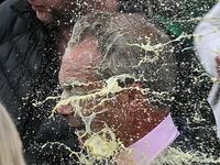 Nigel Farage is hit in the face with a milkshake while campaigning in Clacton.