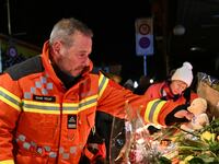 CRANS-MONTANA, SWITZERLAND - JANUARY 1: (EDITOR'S NOTE: This Handout image was provided by a third-party organization and may not adhere to Getty Images' editorial policy.) In this screenshot from a video provided by the Valais Cantonal Police, emergency workers respond to a scene where a fire broke out overnight at Le Constellation bar on January 1, 2026 in Crans-Montana, Switzerland. According to authorities, the fire began around 1:30 AM local time. As of later that morning, authorities were reporting that several dozen people had died. (Handout photo by Valais Cantonal Police via Getty Images)