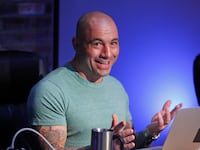Joe Rogan in his podcast studio.