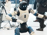 SHANGHAI, CHINA - MARCH 12: Agibot humanoid robot dances during the 2026 Appliance And Electronics World Expo (AWE) on March 12, 2026 in Shanghai, China. The Appliance and Electronics World Expo, a key stage for global tech giants and a beacon for future smart living, features over 1,200 leading companies worldwide this year. (Photo by Long Wei/VCG via Getty Images)