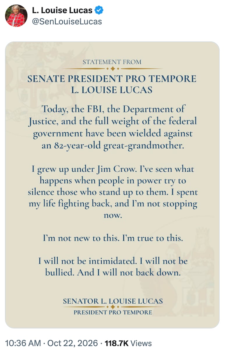 The top state lawmaker's response to charges brought by the Justice Department.