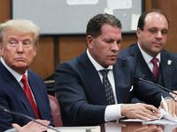 Donald Trump with lawyers Todd Blanche, Susan Necheles, Joe Tacopina and Boris Epshteyn