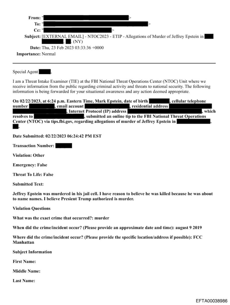 Mark Epstein FBI tip