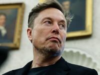 A close-up of Elon Musk in the Oval Office during a meeting between President Donald Trump and South Africa President Cyril Ramaphosa on May 21.