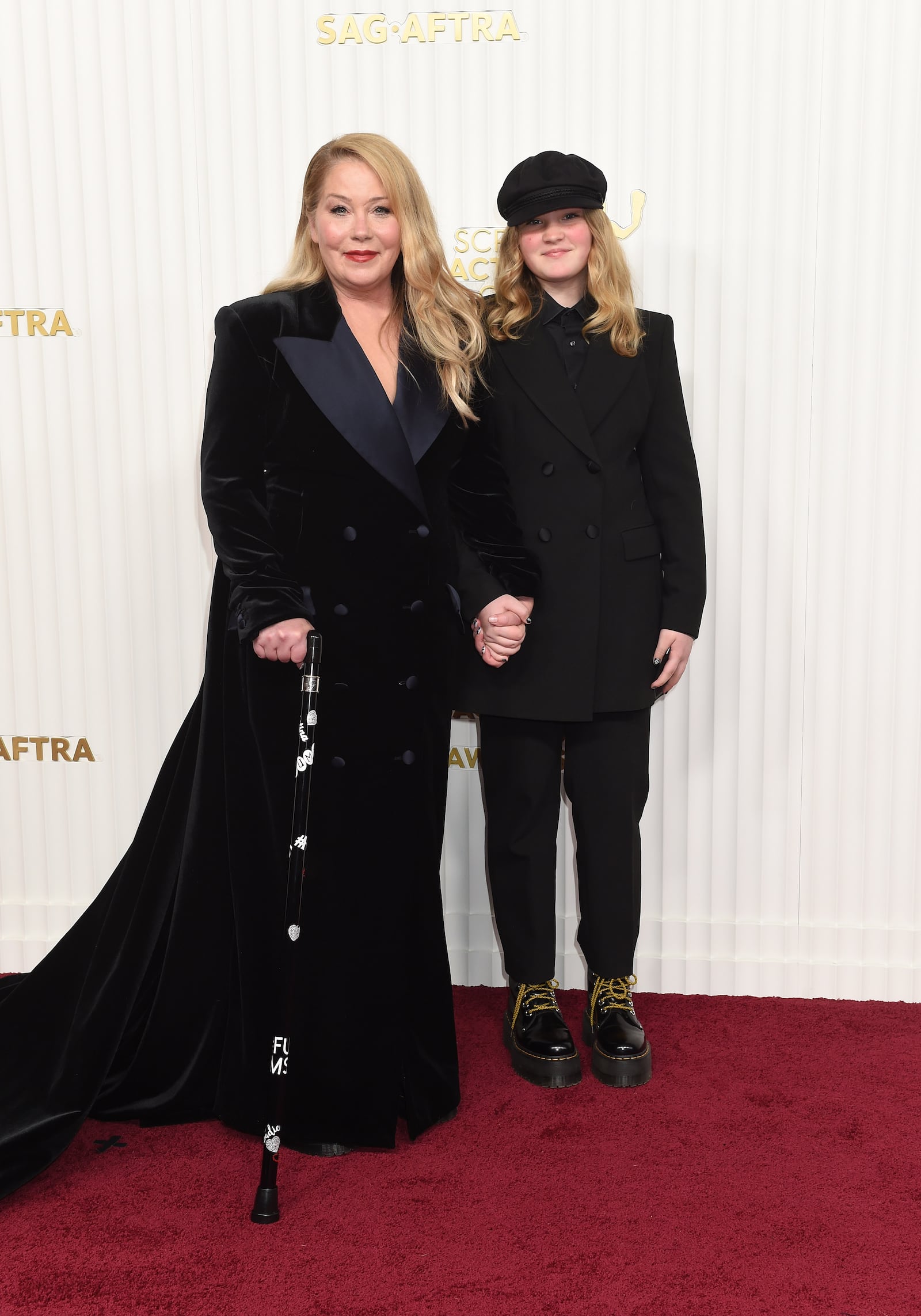 Christina Applegate shares a daughter, Sadie Grace LeNoble, with her husband, musician Martyn LeNoble. Pictures here at the 29th Annual Screen Actors Guild Awards in Los Angeles, 2023.