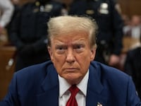 Former US President Donald Trump attends his trial for allegedly covering up hush money payments linked to extramarital affairs, at Manhattan Criminal Court in New York on April 30, 2024.