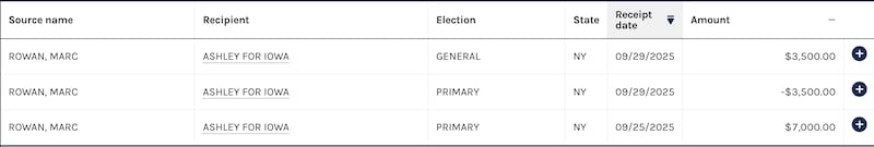 marc rowan ashley hinson campaign funds