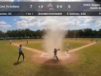 Dust devil at youth baseball game.