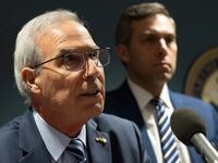 US Attorney David Weiss (L), Special Counsel overseeing the Hunter Biden investigation, alongside Assistant Special Counsel Derek Hines (R), speaks to the press in Wilmington, Delaware, on June 11, 2024. A jury found Hunter Biden guilty on June 11 on federal gun charges in a historic first criminal prosecution of the child of a sitting US president. The 54-year-old son of President Joe Biden was convicted on all three of the federal charges facing him, CNN and other US media reported. (Photo by RYAN COLLERD / AFP) (Photo by RYAN COLLERD/AFP via Getty Images)