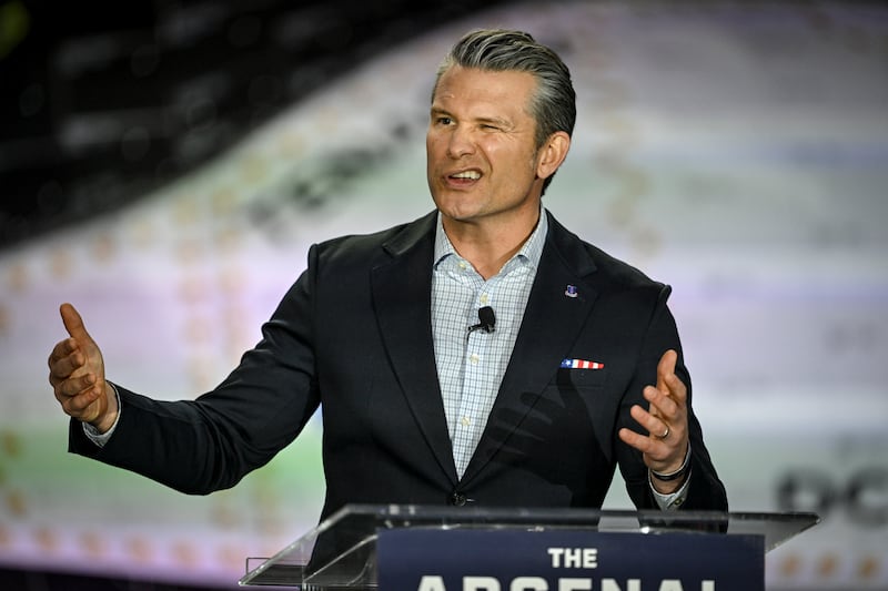 Pete Hegseth speaks during a visit to Sierra Space in Louisville, Colorado on Monday, February 23, 2026.