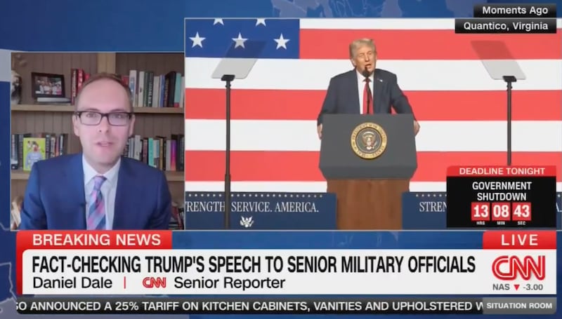 CNN senior reporter Daniel Dale found numerous lies told by Donald Trump in his address to military leaders