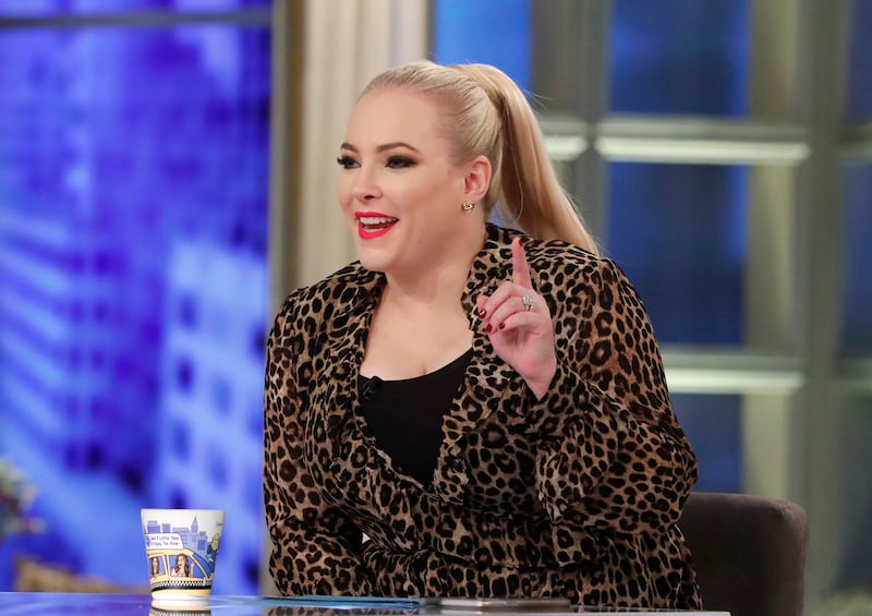 Meghan McCain as a co-host on The View from 2017 to 2021 with Joy Behar, Whoopi Goldberg, Sunny Hostin, and Sara Haines.