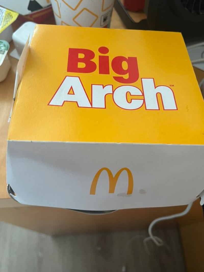 A McDonald’s box marked Big Arch