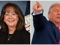 Karen Evans and Donald Trump.