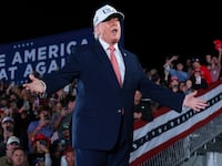 Trump arrives to deliver remarks at an election rally at Pitt-Greenville Airport in Greenville, North Carolina, on October 20, 2026.