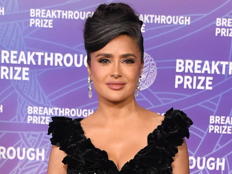 SANTA MONICA, CALIFORNIA - APRIL 18: Salma Hayek arrives at the 12th Breakthrough Prize Ceremony at Barker Hangar on April 18, 2026 in Santa Monica, California. (Photo by Steve Granitz/FilmMagic)