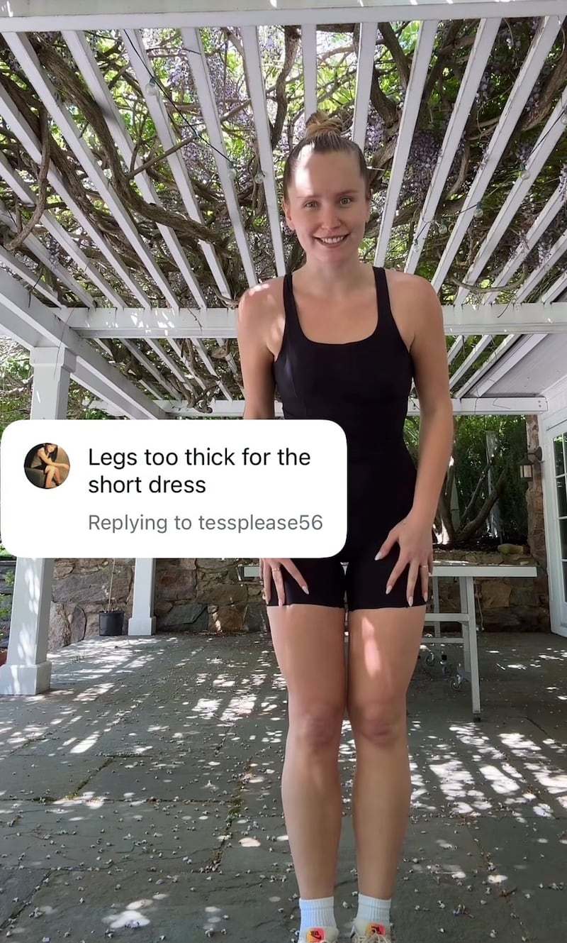 Sailor responded to a comment that read "Legs too thick for the short dress."