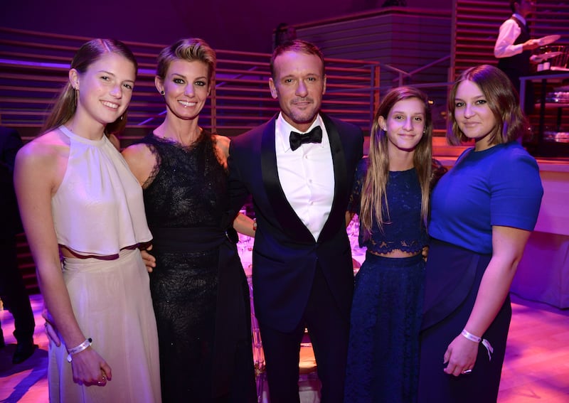 NEW YORK, NY - APRIL 21: Gracie McGraw, Faith Hill, Tim McGraw, Audrey McGraw and Maggie McGraw attend TIME 100 Gala, TIME's 100 Most Influential People In The World at Jazz at Lincoln Center on April 21, 2015 in New York City. (Photo by Kevin Mazur/Getty Images for TIME)