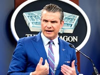 Defense Secretary Pete Hegseth speaks during a news conference at the Pentagon on June 26, 2025 in Arlington, Virginia.