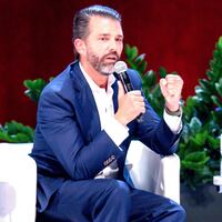Donald Trump Jr. and Megyn Kelly speak onstage at Smart Financial Centre on October 23, 2025 in Sugar Land, Texas.