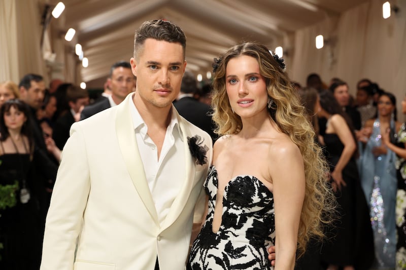 NEW YORK, NEW YORK - MAY 06: (L-R) Alexander Dreymon and Allison Williams attend The 2024 Met Gala Celebrating "Sleeping Beauties: Reawakening Fashion" at The Metropolitan Museum of Art on May 06, 2024 in New York City. (Photo by Dia Dipasupil/Getty Images)