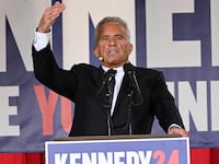 Robert F Kennedy Jr. announces his entry to the 2024 presidential race as an independent candidate in Philadelphia, Pennsylvania, Oct. 9, 2023.