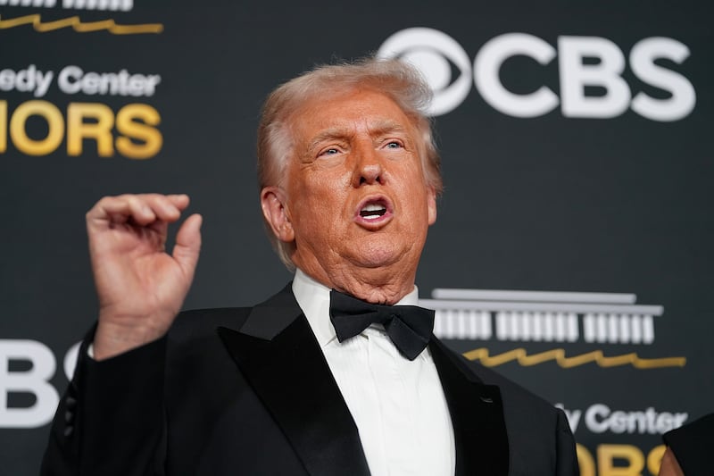 President Donald Trump's name was added to the signage outside the Kennedy Center on December 19.