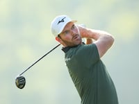 Grayson Murray of the United States plays his shot from the 12th tee during the first round of the 2024 PGA Championship at Valhalla Golf Club on May 16, 2024 in Louisville, Kentucky.