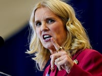 Kerry Kennedy speaks next to U.S. President Joe Biden at a campaign event at the Martin Luther King Recreation Center in Philadelphia, Pennsylvania, U.S., April 18, 2024.