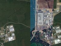 Before and after of the Tesla gigafactory