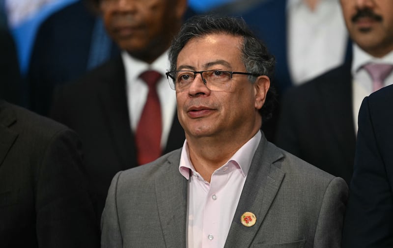 Colombia's President Gustavo Petro is pictured during the group photo after attending the meeting on Sustainable Development and Energy Transition at the G20 Leaders' Meeting in Rio de Janeiro, Brazil, on November 19, 2024.