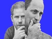 A photo illustration of Prince William and Prince Harry in a split screen