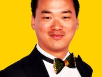 Photo illustration of Winston Nguyen on a yellow background