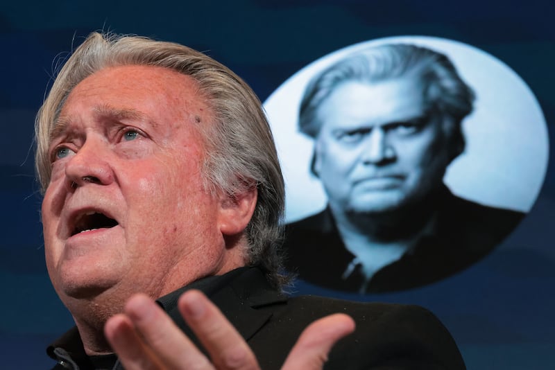 Steve Bannon speaks during the Semafor World Economy Summit 2025 at Conrad Washington on April 23, 2025 in Washington, DC.