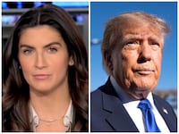 Kaitlan Collins and Donald Trump.