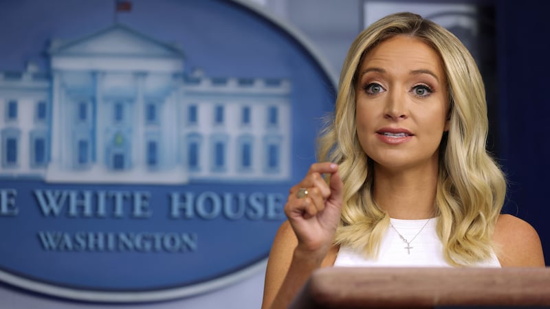 Then-press secretary Kayleigh McEnany at the White House briefing room podium in July 2020.