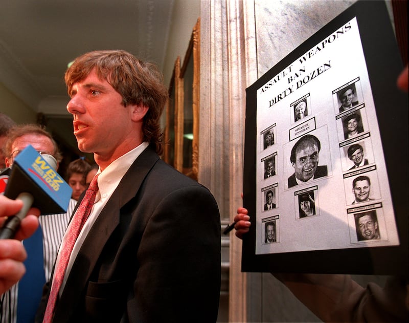 BOSTON - JULY 31: Michael Kennedy speaks out in favor of assault weapons ban during state house press conference outside Speaker Thomas Finneran's office. (Photo by Wendy Maeda/The Boston Globe via Getty Images)