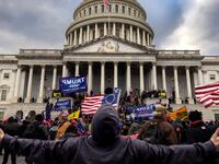 Pro-Trump protesters gather in front of the U.S. Capitol Building on January 6, 2021.