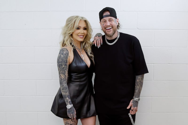 Bunnie XO and Jelly Roll on February 26, 2026 in Las Vegas, Nevada.